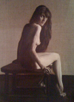 Danseuse assise - Huile sur toile - 35 X 26