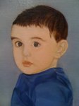 Petit gar&ccedil;on au pull bleu - Huile sur toile - 35x26