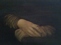 Mains sans Mona - Huile sur toile -  44x23
