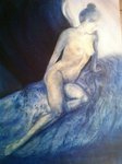 Nu bleu - Huile sur toile - 50X65