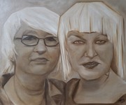 Femmes en miroir - Huile sur toile - 46x55